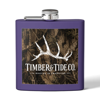 Flask — Timber & Tide Co. 6oz Stainless Steel Hip Flask with Antler Logo