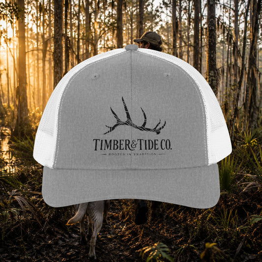 Timber & Tide Trucker Cap — Olive Antler Logo Snapback Hat