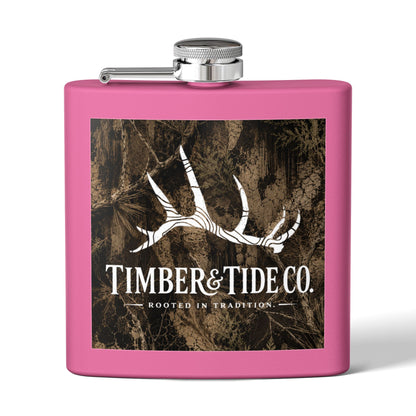 Flask — Timber & Tide Co. 6oz Stainless Steel Hip Flask with Antler Logo