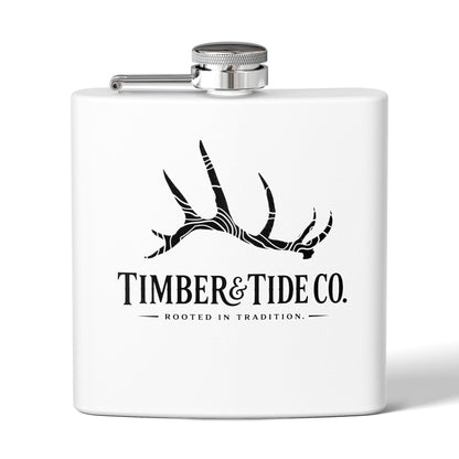 Flask — Timber & Tide Co. 6oz Stainless Steel Hip Flask with Antler Logo