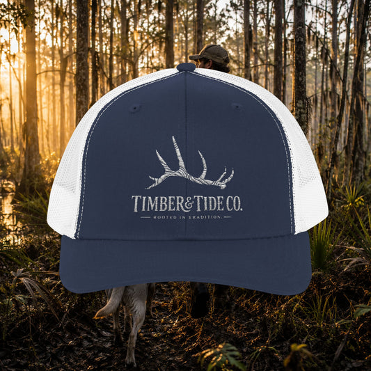 Trucker Cap – Timber & Tide Co. Antler Logo Snapback (Navy/White)