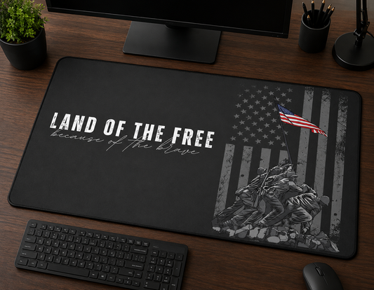 Patriotic 'Land of the Free' Desk Mat — Iwo Jima Flag Mouse Pad